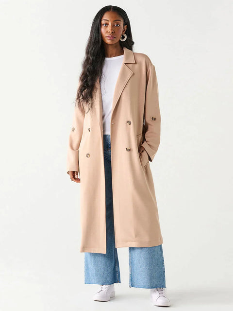 Kylee Knit Trench Coat- 2 Colours- Extended Sizing