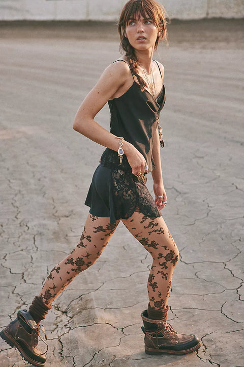 Free People Flocked Floral Tight- 3 Colours