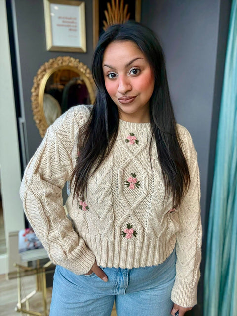 Sadie & Sage Bloom Of Youth Knit Embroidered Sweater