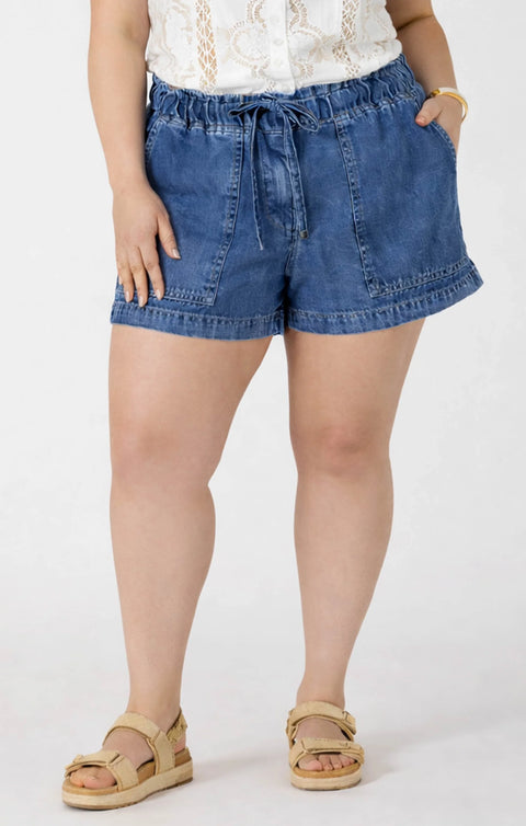 Dex Drawstring Denim Shorts- Extended Sizes
