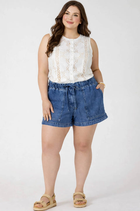 Dex Drawstring Denim Shorts- Extended Sizes