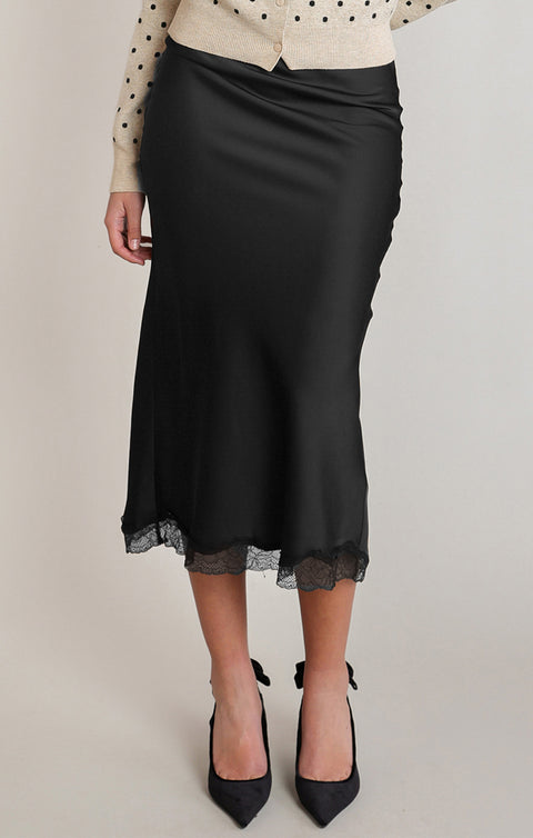 Dex Satin Lace Skirt - 2 Colours, Extended sizing