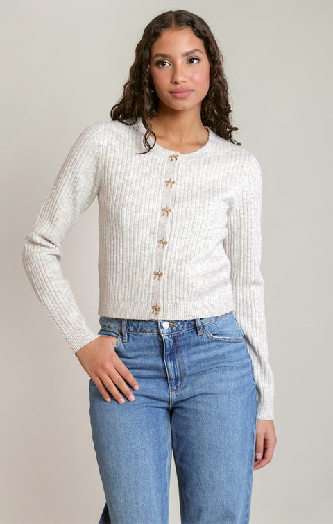 Dex Bow Button Cardigan - Extended Sizing