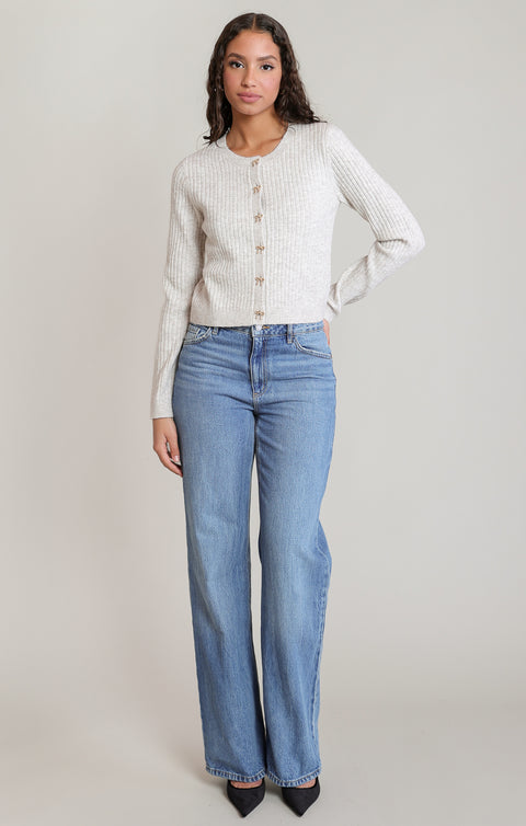 Dex Bow Button Cardigan - Extended Sizing