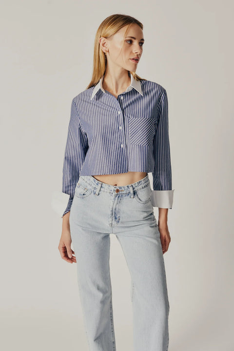 Wisteria Cropped Button Shirt