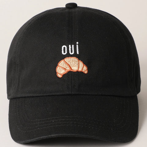 Oui Croissant Embroidered Baseball Cap- 2 Colours