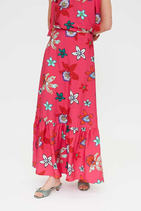 Compania Fantastica Tropical Orchid Maxi Skirt