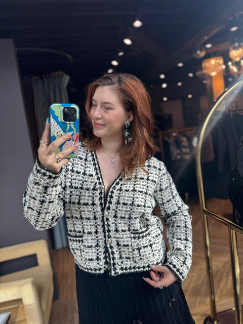 John + Jenn Vanilla Tweed Cardigan