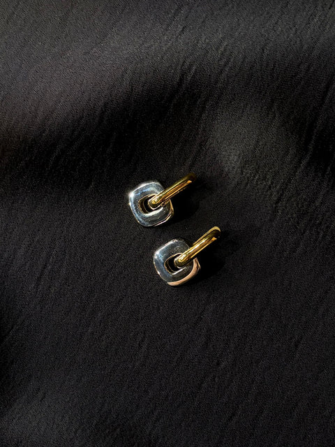 Ernest & Kelly Two-Tone Oval Earrings