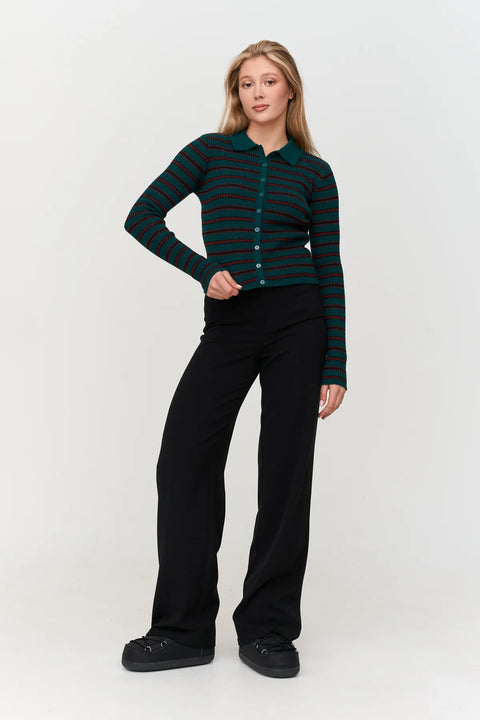 24Colours Jenna Striped Polo Cardigan