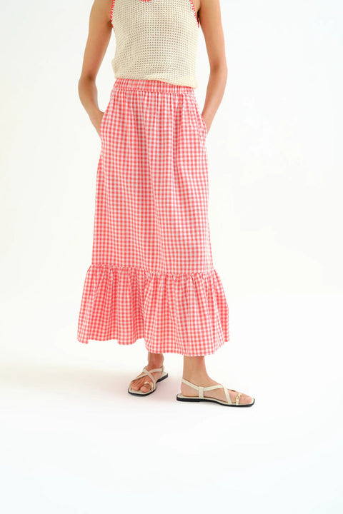 Compania Fantastica Gingham Midi Skirt