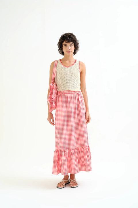 Compania Fantastica Gingham Midi Skirt