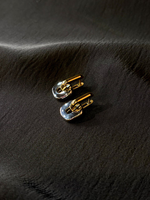 Ernest & Kelly Two-Tone Oval Earrings