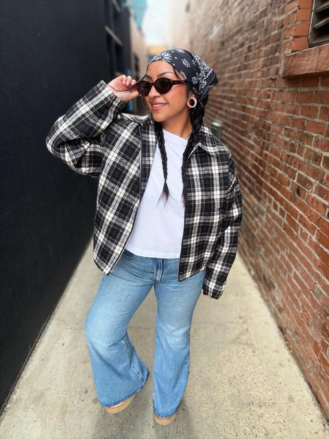Brunette The Label Plaid Bubble Jacket