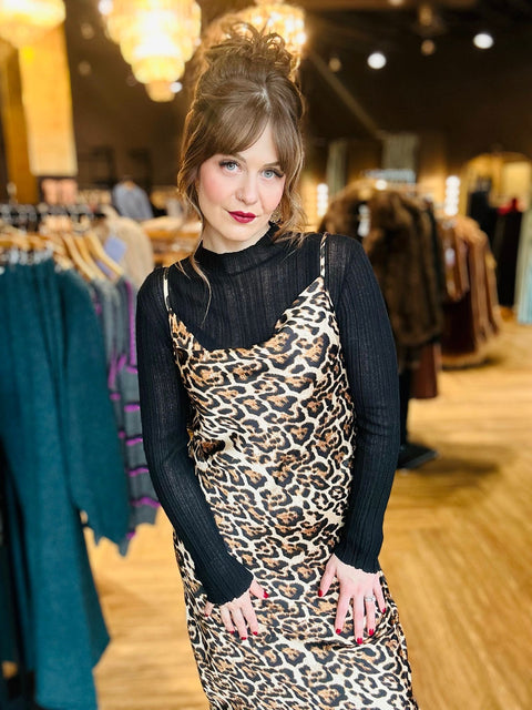 Brunette The Label Leopard Crepe Maxi Dress