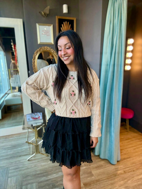 Sadie & Sage Bloom Of Youth Knit Embroidered Sweater