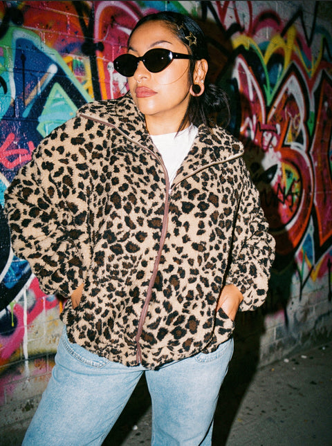 Brunette The Label Leopard Sherpa Jacket