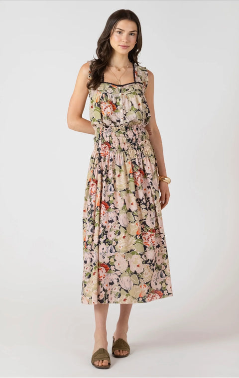 Dex Flora Smocked Waist Midi Skirt- Extended Sizes