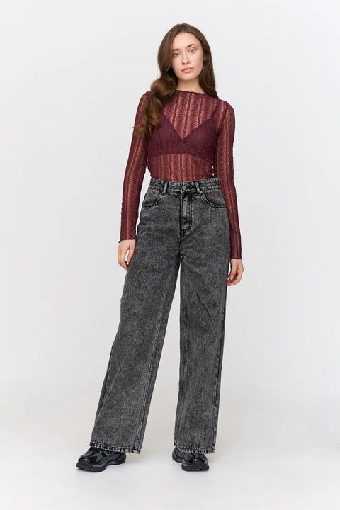 24Colours Stacey High Waisted Wide Leg Denim