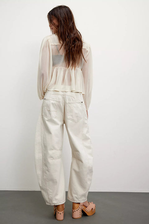 Free People Good Luck Mid Rise Barrel Jean