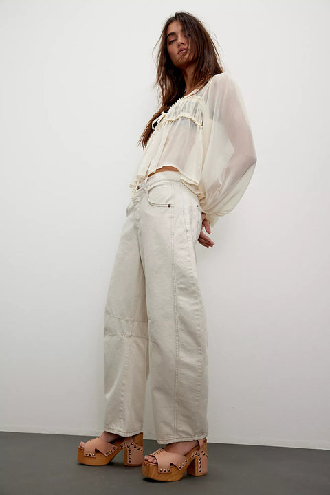 Free People Good Luck Mid Rise Barrel Jean