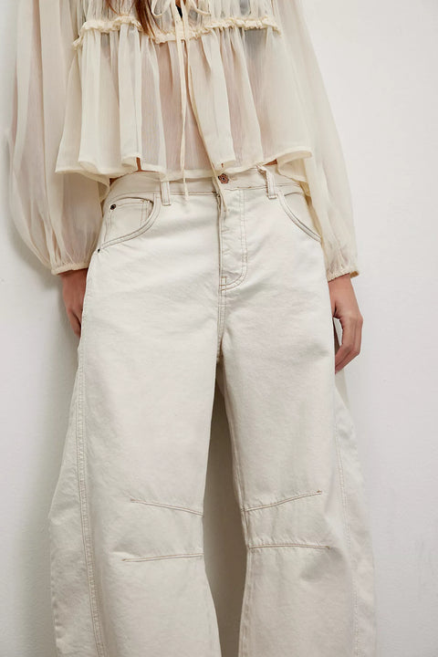 Free People Good Luck Mid Rise Barrel Jean