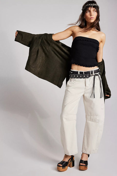 Free People Good Luck Mid Rise Barrel Jean