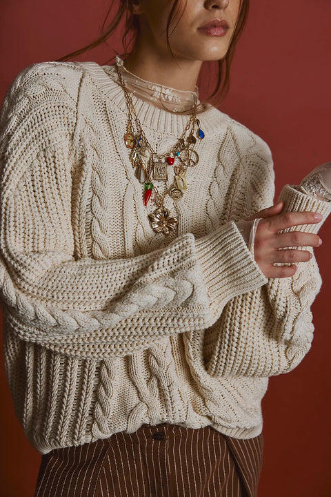 Free People Frankie Cable Knit Sweater - 2 Colors