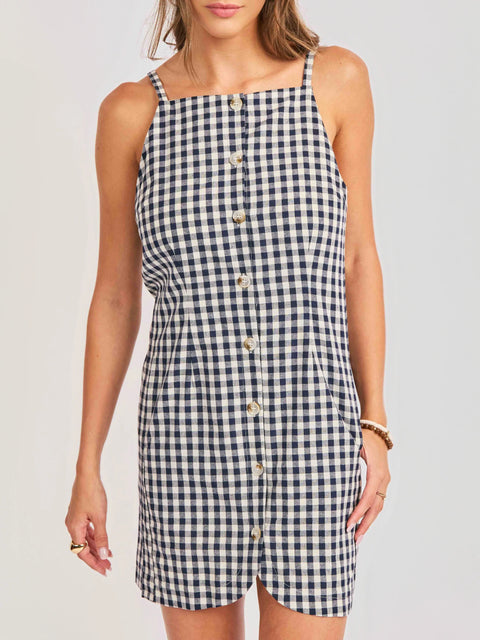 Sadie & Sage Mustang Gingham Button Mini Dress