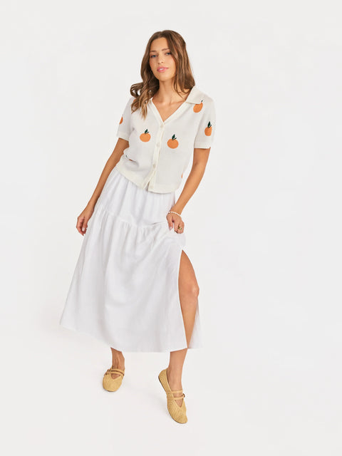 Sadie & Sage Citron Embroidered Orange Knit Shirt