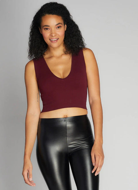 Sonya Bamboo Deep V Rib Top - 5 Colors