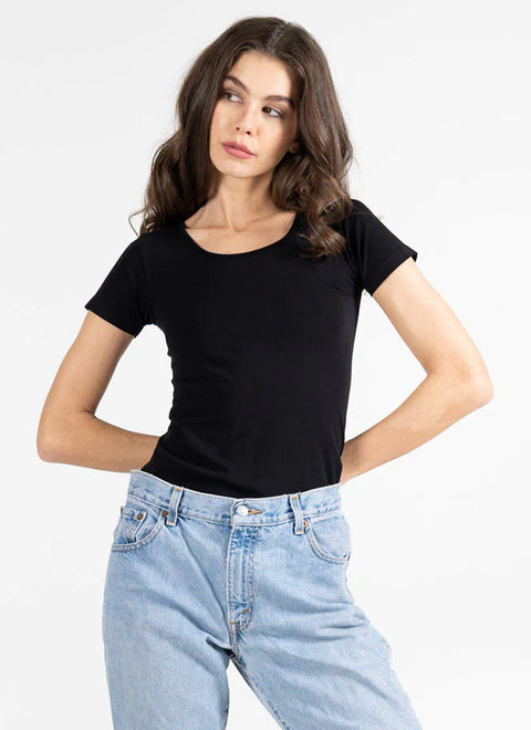 Bamboo Scoop Neck Short Sleeve Top