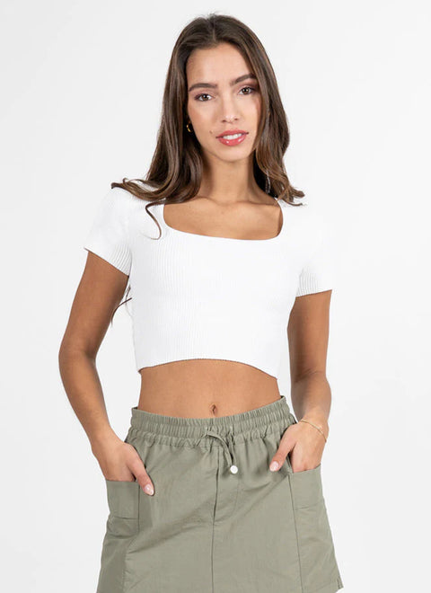 Sculpt Rib S/S Square Neck Top- 4 Colours