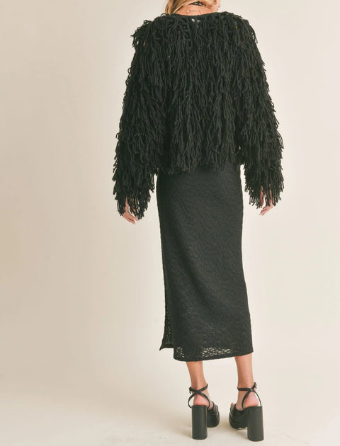 Sadie & Sage Feeling Good Crochet Fringe Cardigan- 2 Colours