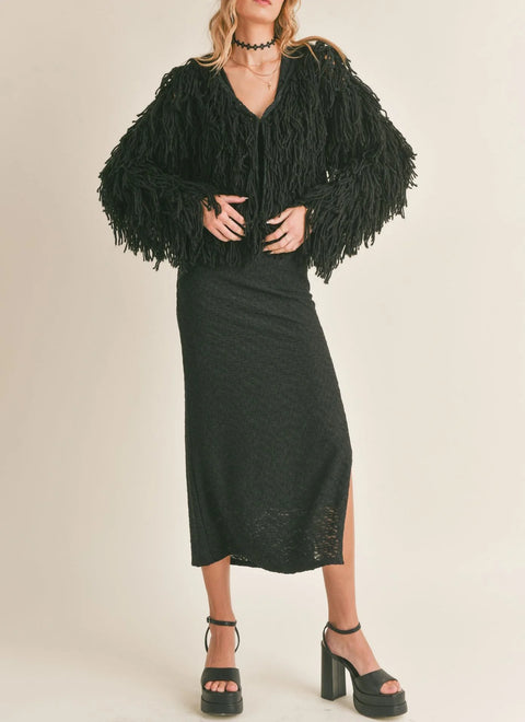 Sadie & Sage Feeling Good Crochet Fringe Cardigan- 2 Colours