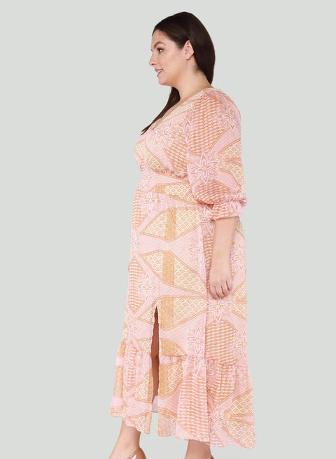Bandana Print Midi Dress - Extended Sizing