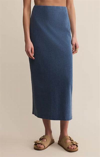 Z Supply Gail Jersey Denim Midi Skirt