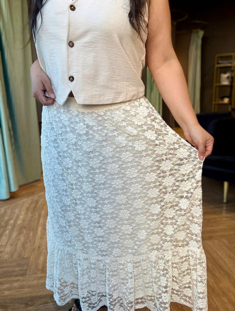 Sadie & Sage Letters Lace Midi Skirt
