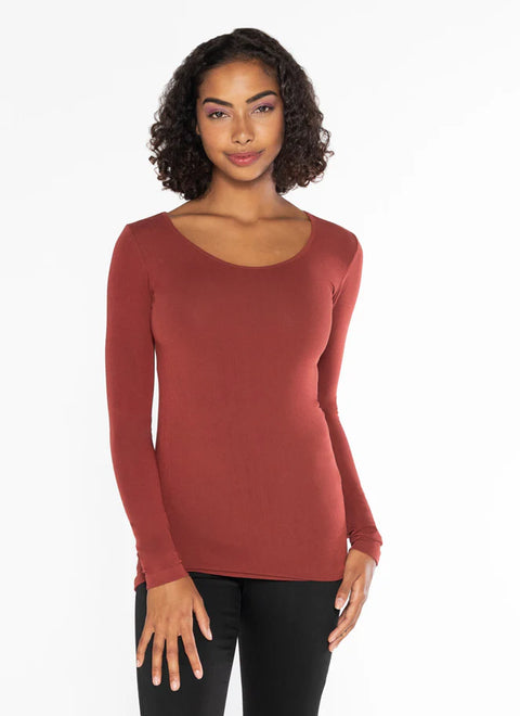 Bamboo Scoop Neck L/S Top & Extended - 5 Colors