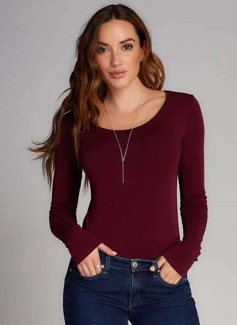 Bamboo Scoop Neck L/S Top & Extended - 5 Colors