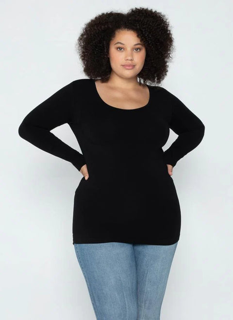 Bamboo Scoop Neck L/S Top & Extended - 5 Colors