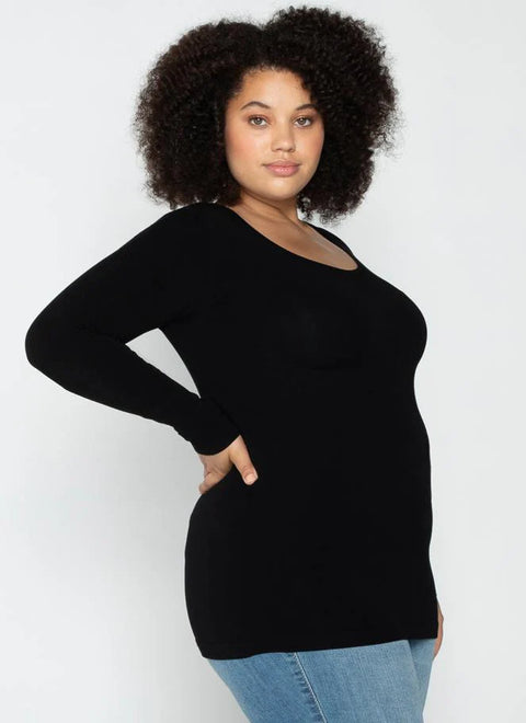 Bamboo Scoop Neck L/S Top & Extended - 5 Colors