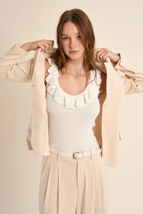 Molly Bracken Simone Ruffle Neck Top - 3 Colors