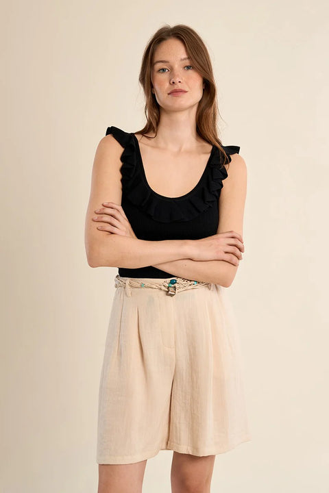 Molly Bracken Simone Ruffle Neck Top - 3 Colors