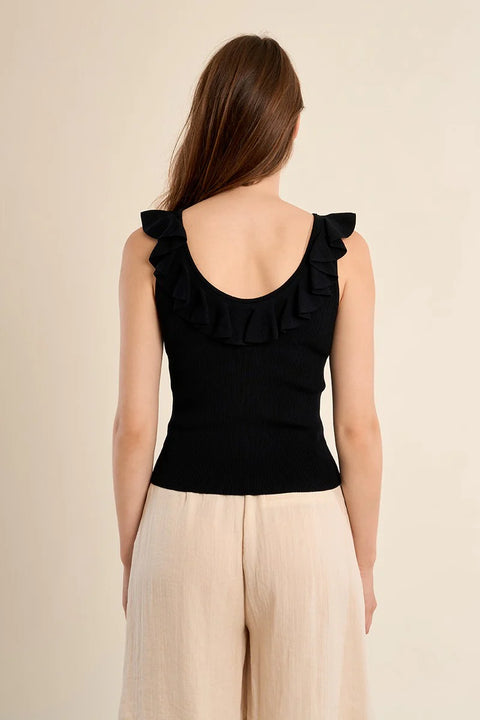 Molly Bracken Simone Ruffle Neck Top - 3 Colors