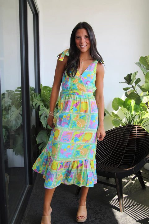 Sadie & Sage Mimosa Shoulder Tie Midi Dress