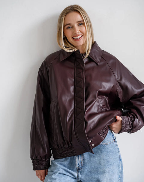 Brunette The Label Christine Leather Bomber Jacket - 2 Colors