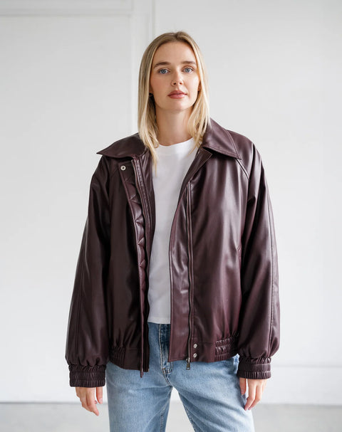 Brunette The Label Christine Leather Bomber Jacket - 2 Colors