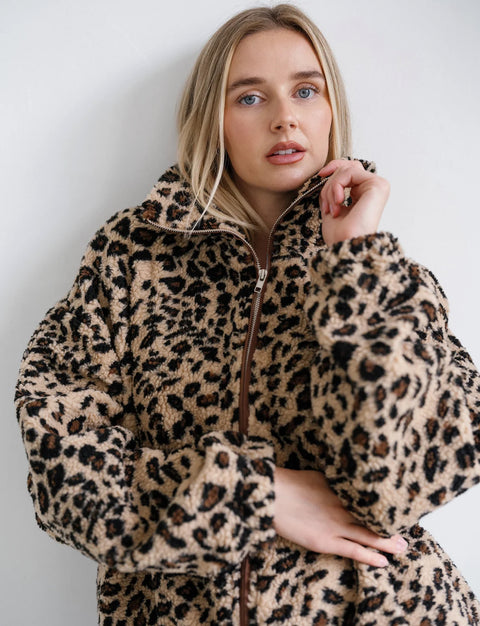 Brunette The Label Leopard Sherpa Jacket