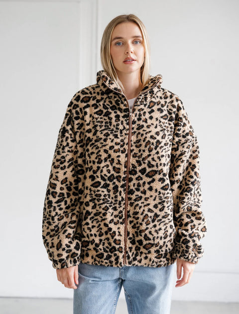 Brunette The Label Leopard Sherpa Jacket